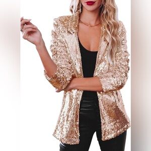Shiny Sequins Blazer Champagne Gold